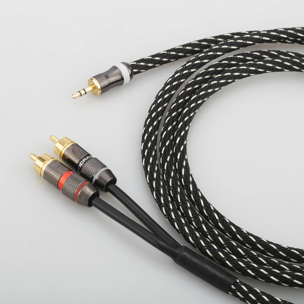 Hifi Audio Cable Mini Jack 3 5mm to 2 RCA Female for Headphone Mobile PC Braided OFC 3 5 Cable Gold Plated 1M 2M 3M 5M 8M 10M