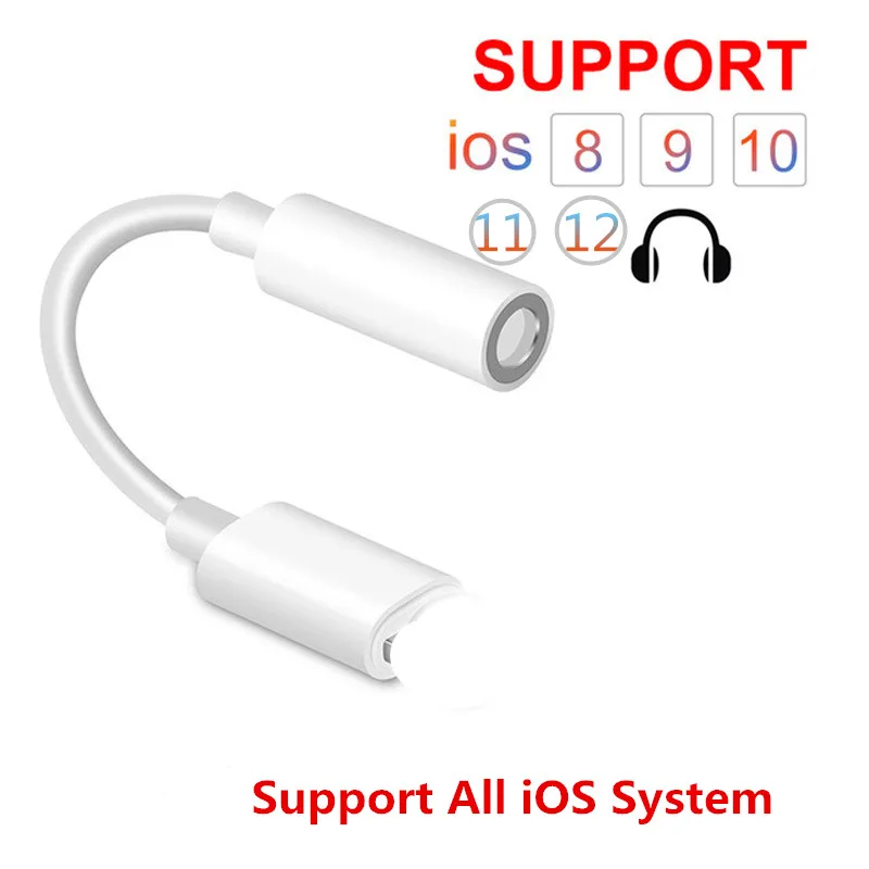 

For lightning to 3.5mm Earphone Aux Audio Adapter For iPhone IOS Adaptador 3.5 Jack Headphone Cable Music Splitter Connector