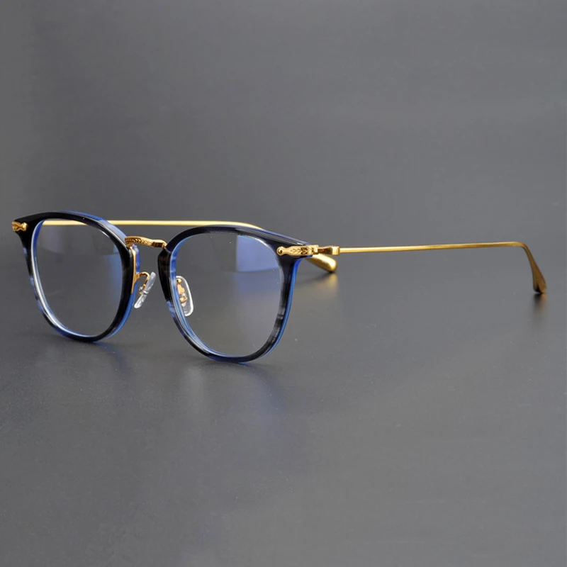 Титановые прозрачные очки, оправа для женщин, квадратные оптические оправа с линзами при миопии, мужские прозрачные очки по рецепту - Цвет оправы: Royal Blue
