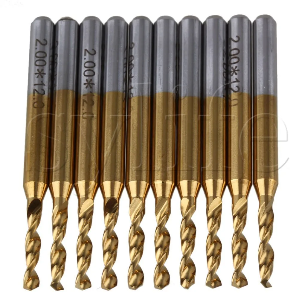 10 X 2 0mm Titanium Nitride Coated Carbide Micro Drill Bits 0 08 Cnc