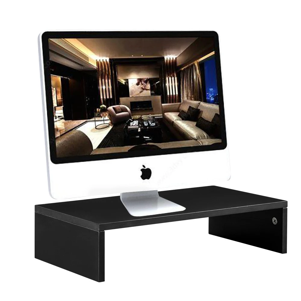 

Wood Arm Riser Desk Storage Organizer 16.7 Inch Computer Monitor Stand Clamp Desk Tv Shelf Risers For Home Room High Rack