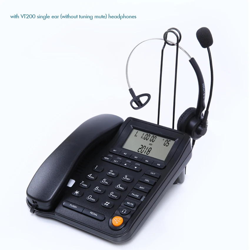 Telefone com Fio com Fone de Ouvido Microfone com Cancelamento de Ruído id do Chamador Call Center Receptor Speakerphone Casa Escritório Telefone Fixo - Imagem 2