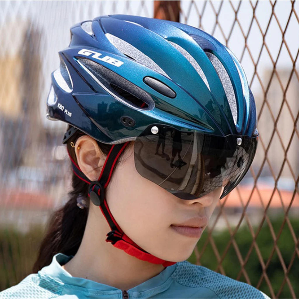 GUB Road Mountain Bike Helmet Cycling Race Safety Helmet UV400 Protection Magnetic Block Goggles 17 Breathable Vents Helmet