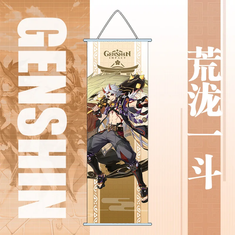 Anime Ornament Game Impact Anime Cosplay Wall Scrolls Kazuha Baal Ayaka Tighnari Alhaitham Itto Nilou Shenhe Wanderer Fans Collections Props wall hanging poster
