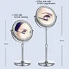 2-Sided Vanity Makeup LED Mirror, 3X/5X Tabletop Cosmetic Mirror USB Rechargeable, 3Color Touch Brightness and Height Adjustable 5