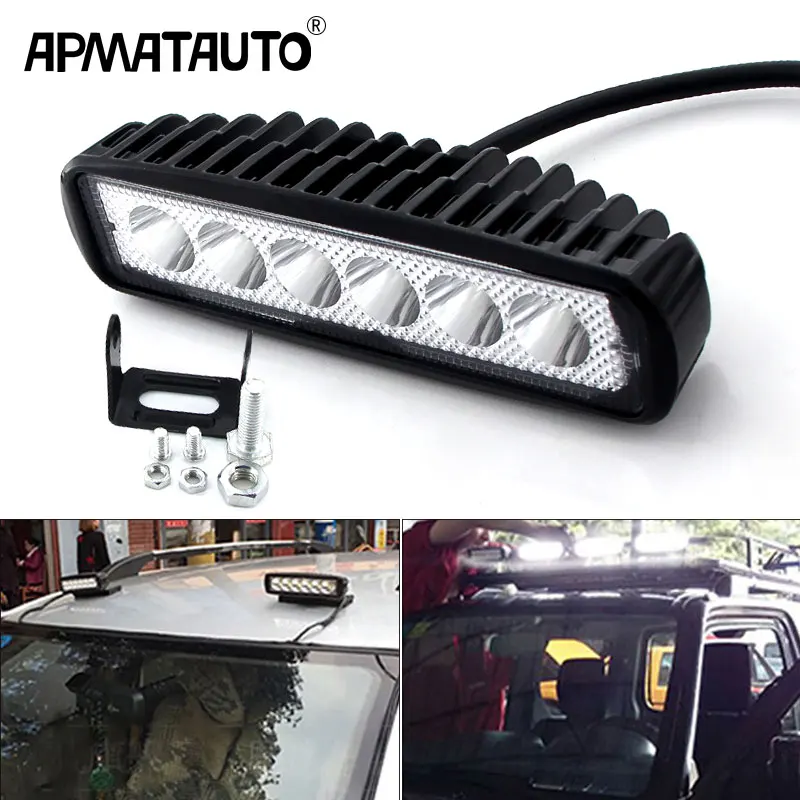 Светодиодный рабочий светильник Apmatauto 6 дюймов 18 Вт для внедорожников ДХО 12 В 24
