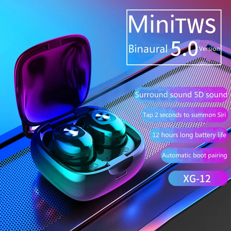 Взрывные Модели XG12 Bluetooth гарнитура TWS Dual-pass 5,0 Беспроводная стереогарнитура Спорт