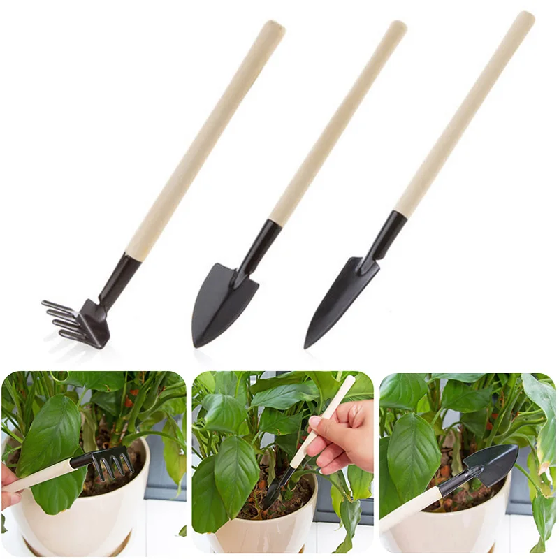 Shovel Rake Spade Rubber Handle Metal Head Kids Mini Garden Weeding Cultivation 