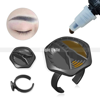

Tattoo Ink Cups Adhesive Makeup Rings Palette for Semi Permanent Makeup 100pcs