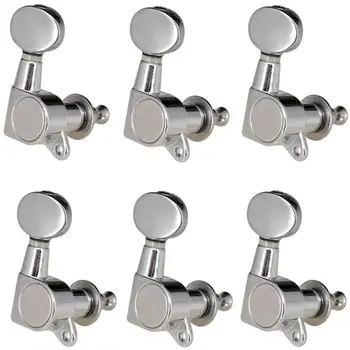 

6pcs Size-Matched Electric Acoustic Guitar String Button Right Tuning Pegs Tuners Machine Head Guitar Parts Silver Color