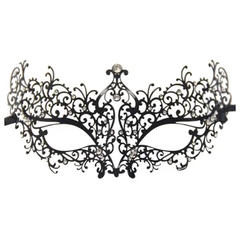 

Rhinestones Metal Luxury Venetian Laser Cut Masquerade Filigree Mask