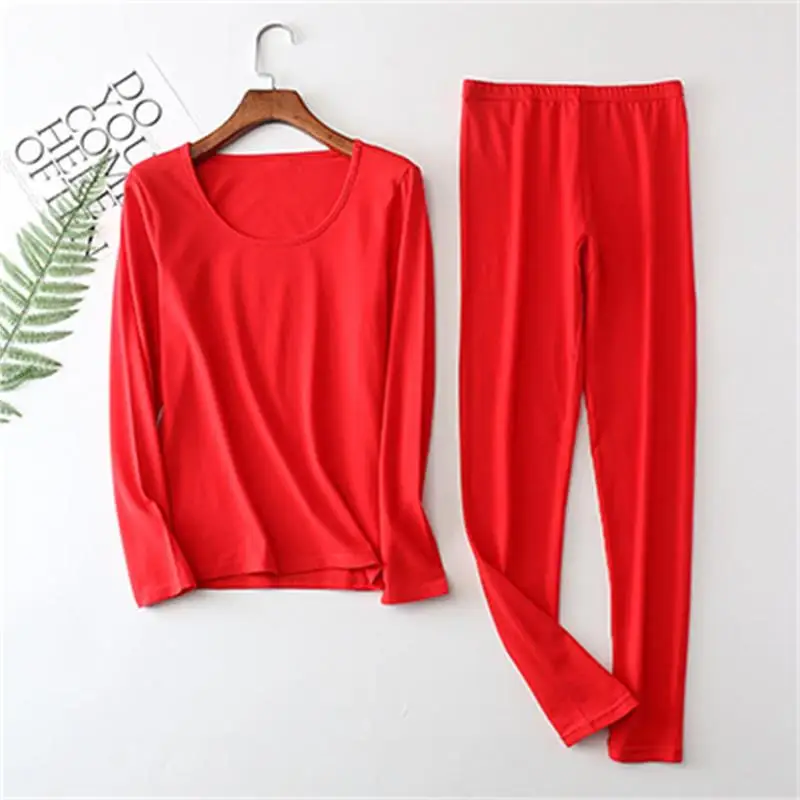 Free shipping women's new plus fertilizer to increase thermal underwear set round neck cotton home service size 2XL-6XL