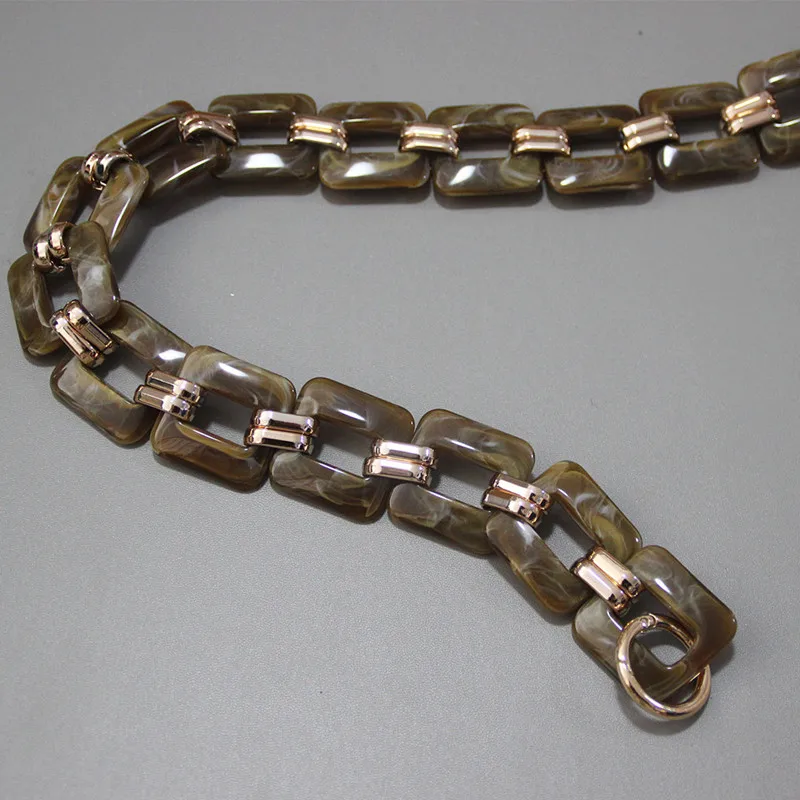 DIY Новая модная женская сумочка вспомогательная цепь Съемная Замена акриловая смола золотой роскошный ремешок женский клатч кошелек цепь - Цвет: Brown  80cm