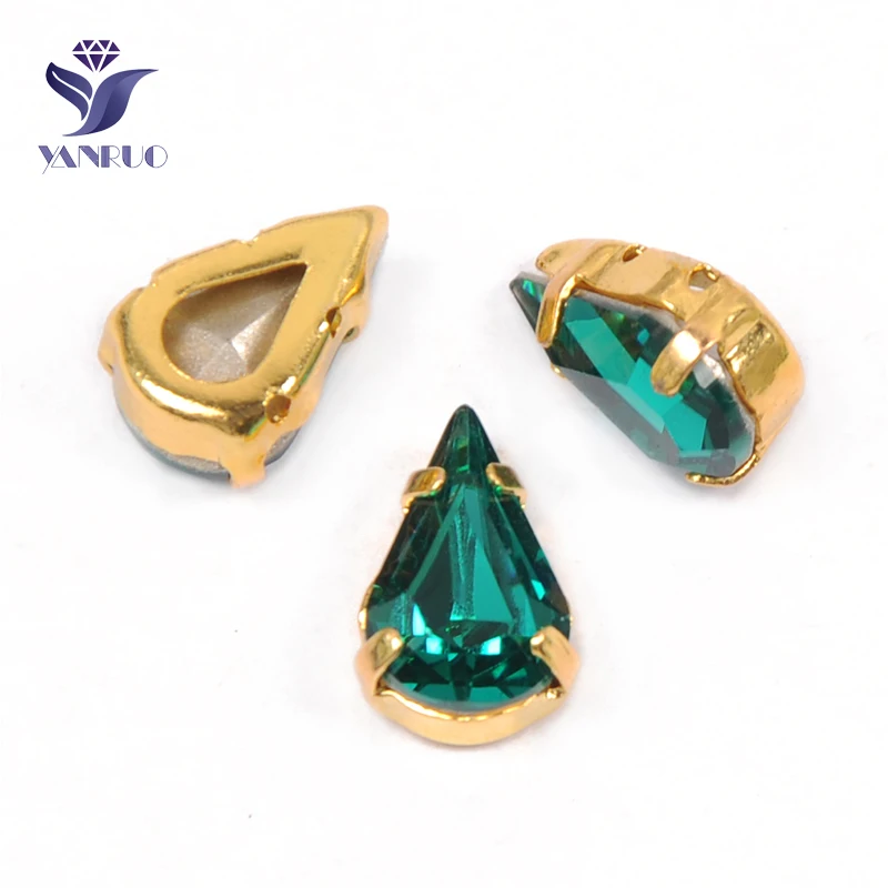 Blue Zircon YANRUO 4300, грушевидные Необычные камни, установка K9, стразы, точечное стекло, хрустальные пришитые Стразы для украшения одежды - Цвет: Blue Zircon