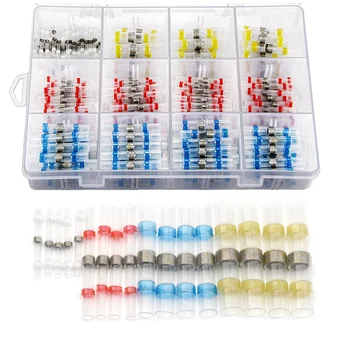 

100/200/400PCS Heat Shrink Butt Wire Connectors Waterproof Tinned Copper Solder Sleeve Seal Terminals Butt Connector Kit Set