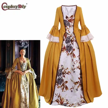 

Cosplaydiy Claire Randall Fraser Cosplay Dress Outlander Costume Victorian Women Medieval Georgian Gown Halloween Custom Made