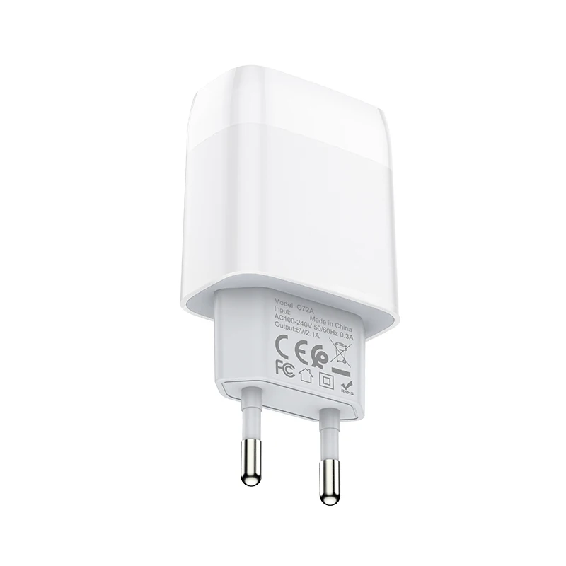 HOCO C72A, 20 шт./лот,, 5 В, 2,4 А, USB зарядное устройство для iPhone 11 Xs Max, евро вилка, настенное зарядное устройство, адаптер для samsung, Xiaomi, huawei