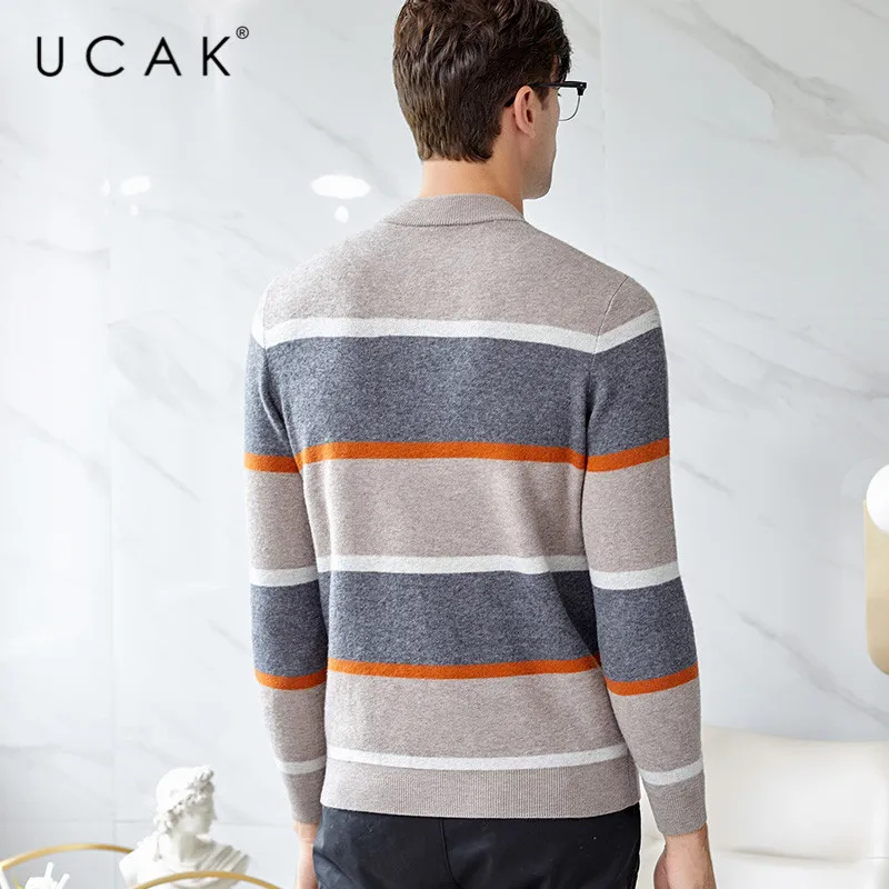 Blog UCAK Brand Sweaters Men New Arrival Casual Autumn Winter Fashion Trend Pure Merino Wool Streetwear Pull Homme Pullovers U3149