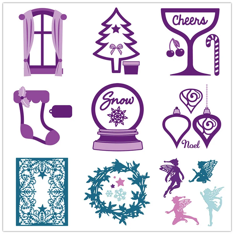 

Christmas Tree Stocking Snowflake Fairy Frame Window Metal Cutting Dies for Scrapbooking and Card Making Craft 2019 New die cuts