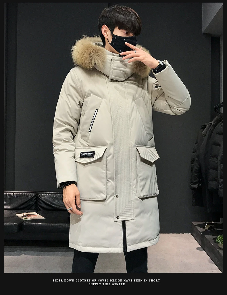 down parka 2021 New Winter Men Down Jacket Fashion Men Down Jacket Thick and Warm Men Clothing Extended Section Down Jacket Men Warm Parka white puffer coat