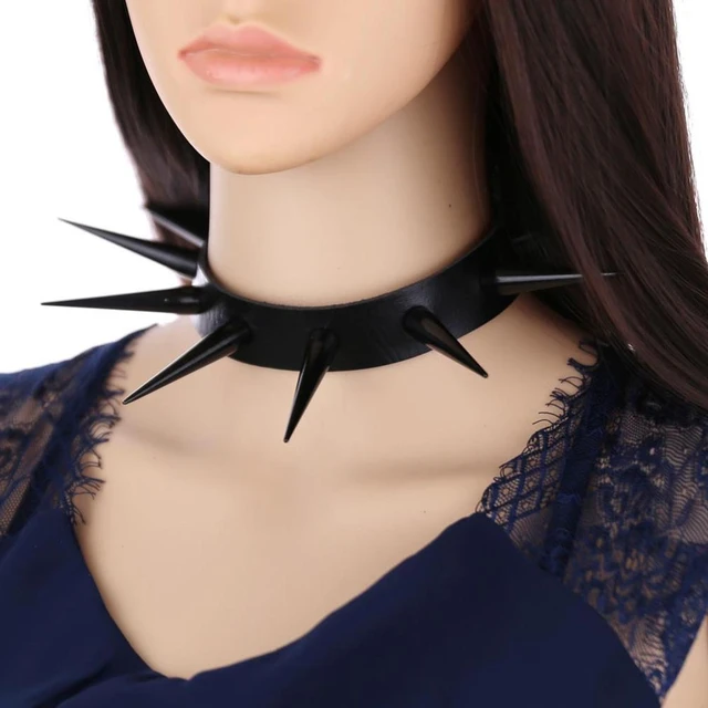 Big Spikes Choker Leather Collar Metal Punk Necklace For Women Men