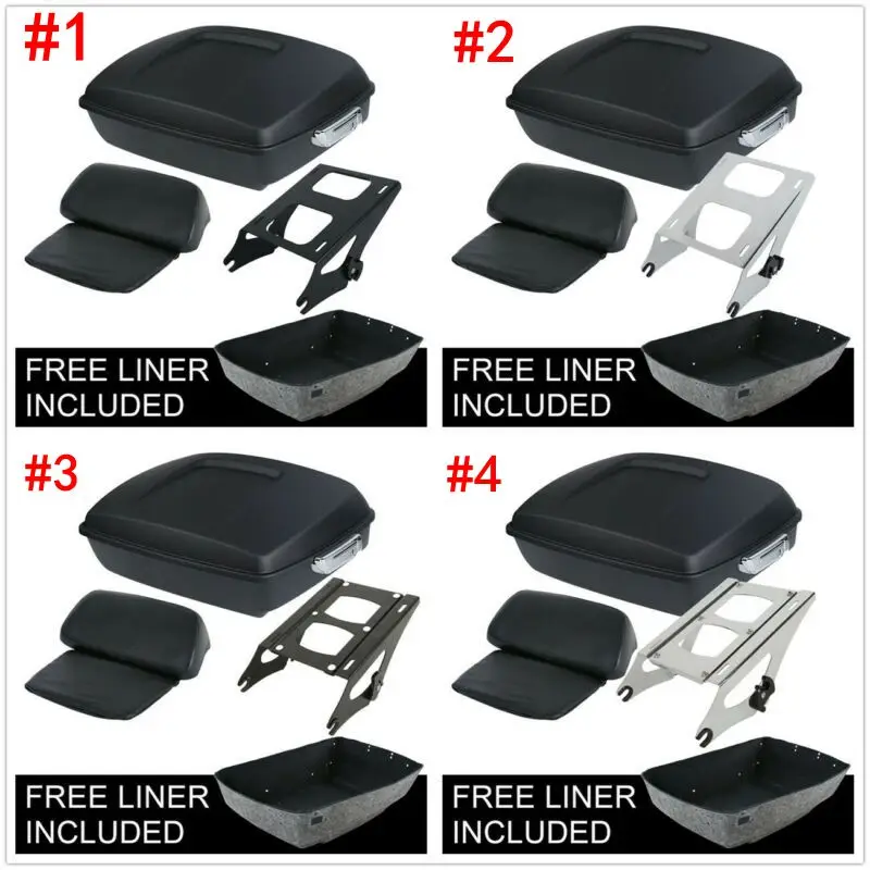 Motorcycle Matte Black Chopped Pack Trunk Razor Backrest Rack For Harley Tour Pak Touring Road Electra Street Glide 14-Up Motorcycle Matte Black Chopped Pack Trunk Razor Backrest Rack For Harley Tour Pak Touring Road Electra Street Glide 14-Up