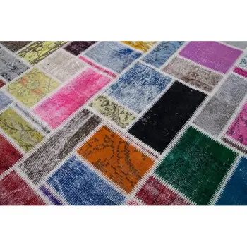 

173x239 Cm Multicolor Handmade Modern Patchwork Rug-6x8 Ft