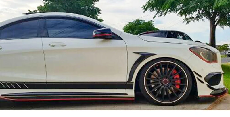 Углеродного волокна сторона юбки для Mercedes CLA класс W176 C117 X117 W117 4matic спортивные модели A45 CLA45
