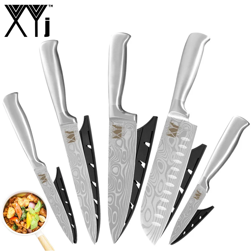 XYj кухонные ножи из нержавеющей стали нож для очистки фруктов Santoku с острым