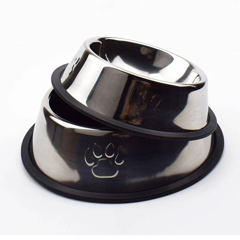 Stainless Steel Dog Cat Bowl Non-slip Feeding Bowls Foot print Water Feeder Outdoor Travel Food Dish For Dogs Puppy Cat Products