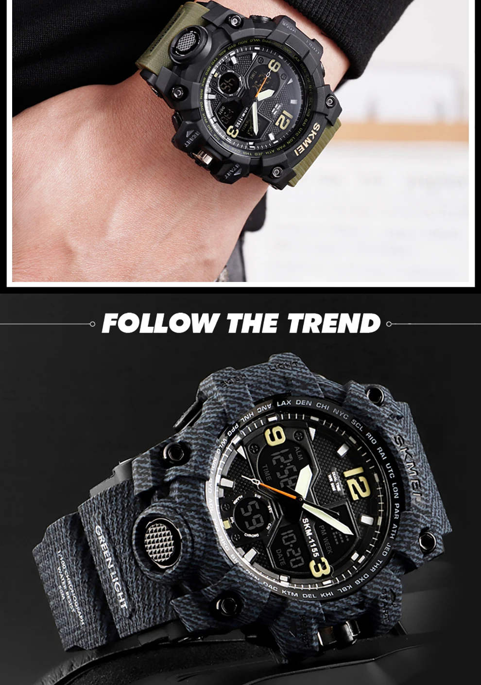 SKMEI Military Army Camo Sports Watches Men Top Luxury Quartz Digital Waterproof Sport Watch Male Wristwatch relogios masculino