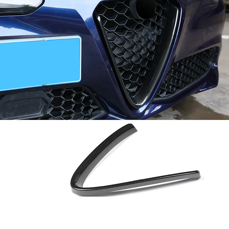 

Carbon fiber Style For Alfa Romeo Giulia 2017-2020 ABS Plastic Chrome Car Front Grilll Decoration Frame Trim Accessories