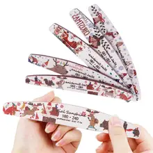 

Christmas Printed Nail File Half Moon Shape Sandpaper Nail Buffer Colorful Professional Manicure Tools for Female