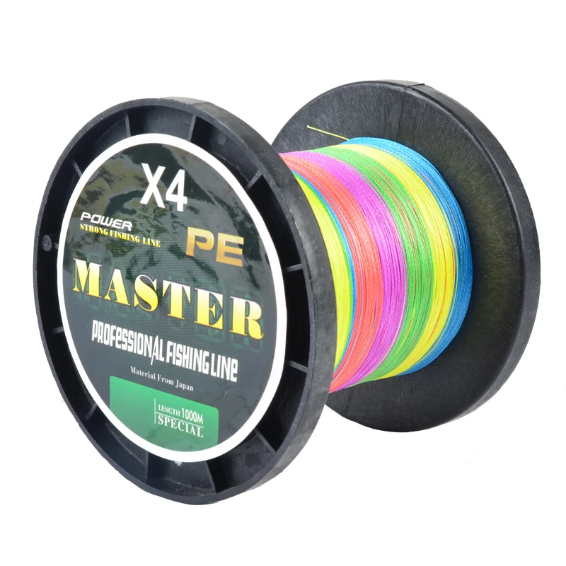 ABA высокая прочность оптовые цены multifilament 4 strand PE плетеная леска 1000 м - Цвет: Multi 1000m
