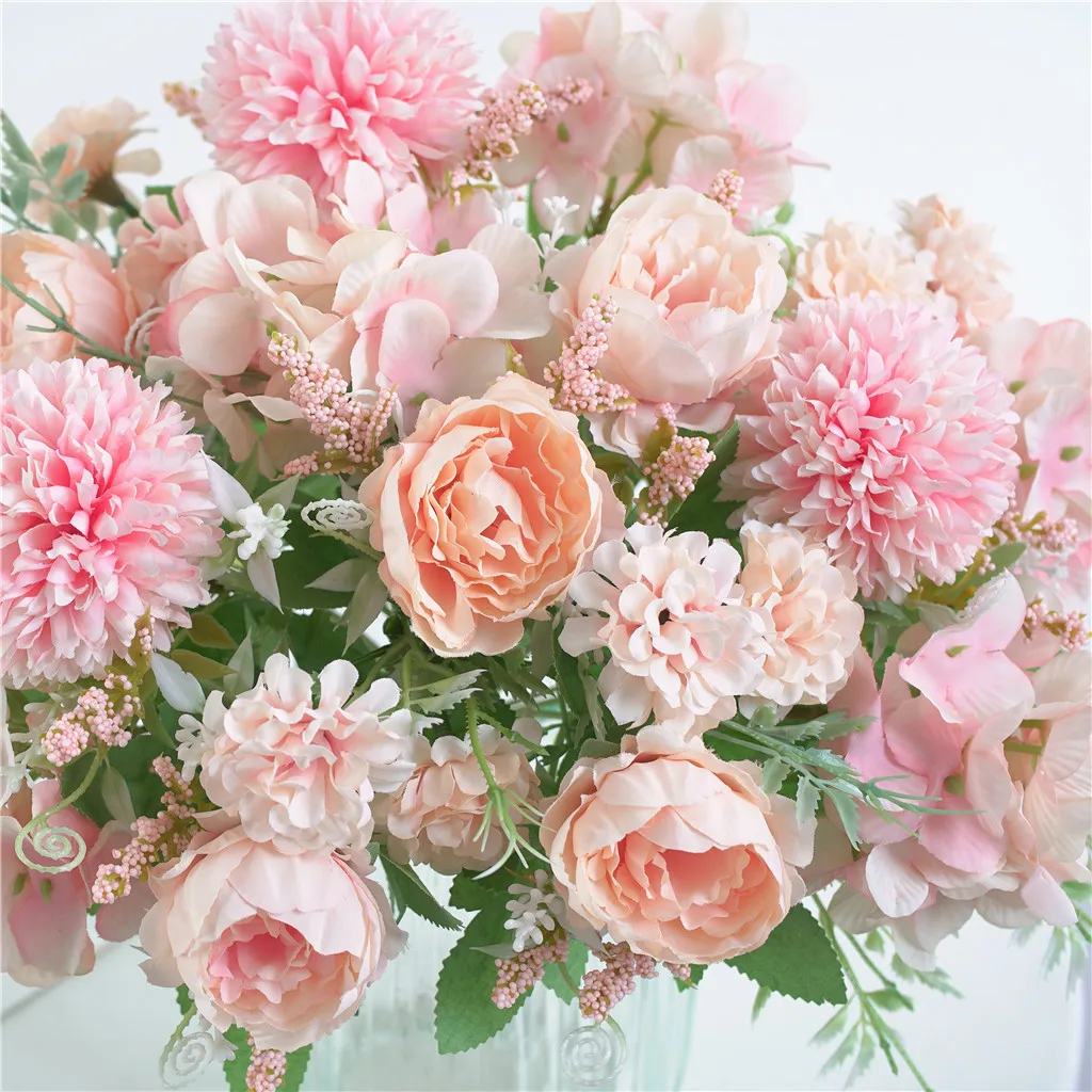 7-Head Artificial Fake Peony Flower Bridal Hydrangea Home Wedding Garden