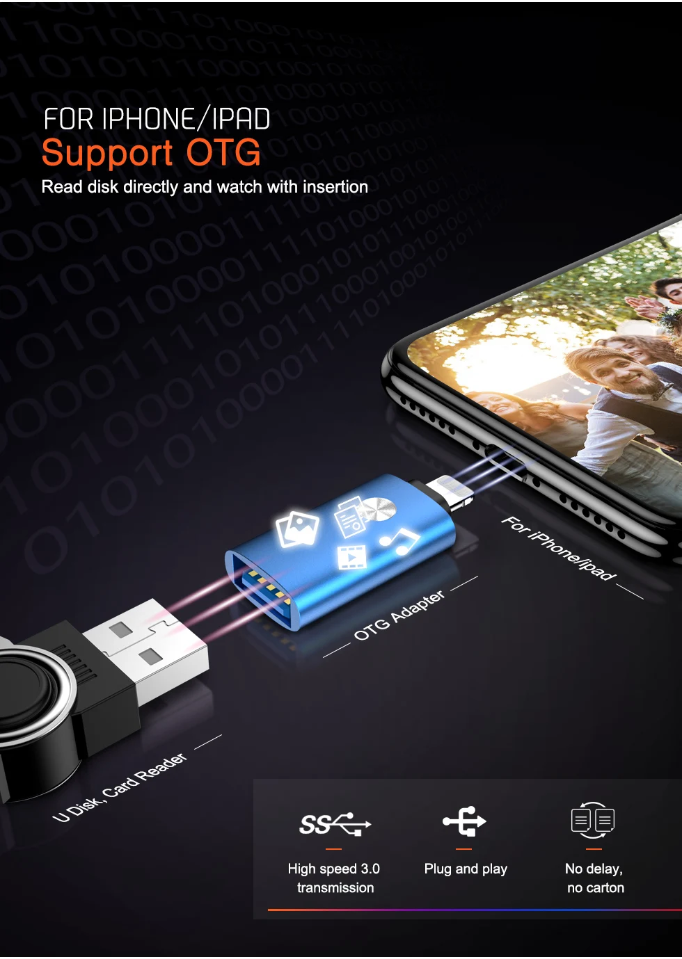 Адаптер OTG для lightning-USB для iPhone 7, 8, 6, 5 S Plus, X, 10, конвертер, iPad, iOS 12, 13, кабель для подключения камеры, MIDI piano, зарядное устройство