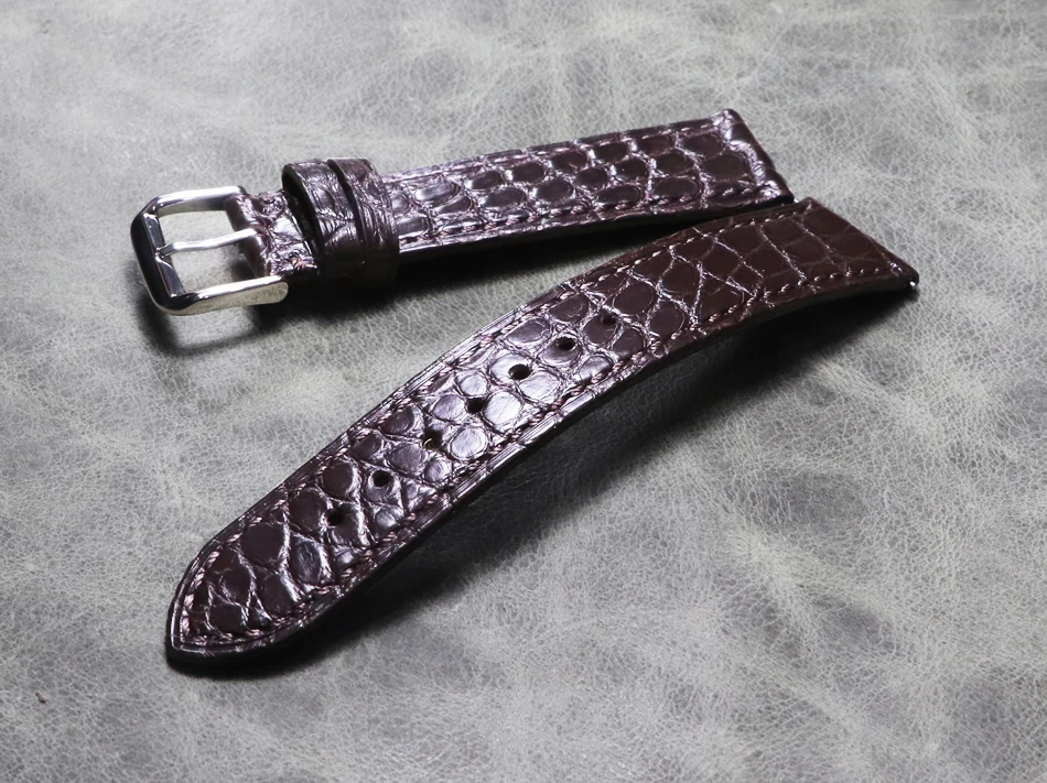 

18mm 20mm Unique color Handmade leather strap Crocodile skin watch band Wristband Thin section vintage High-end soft watch strap