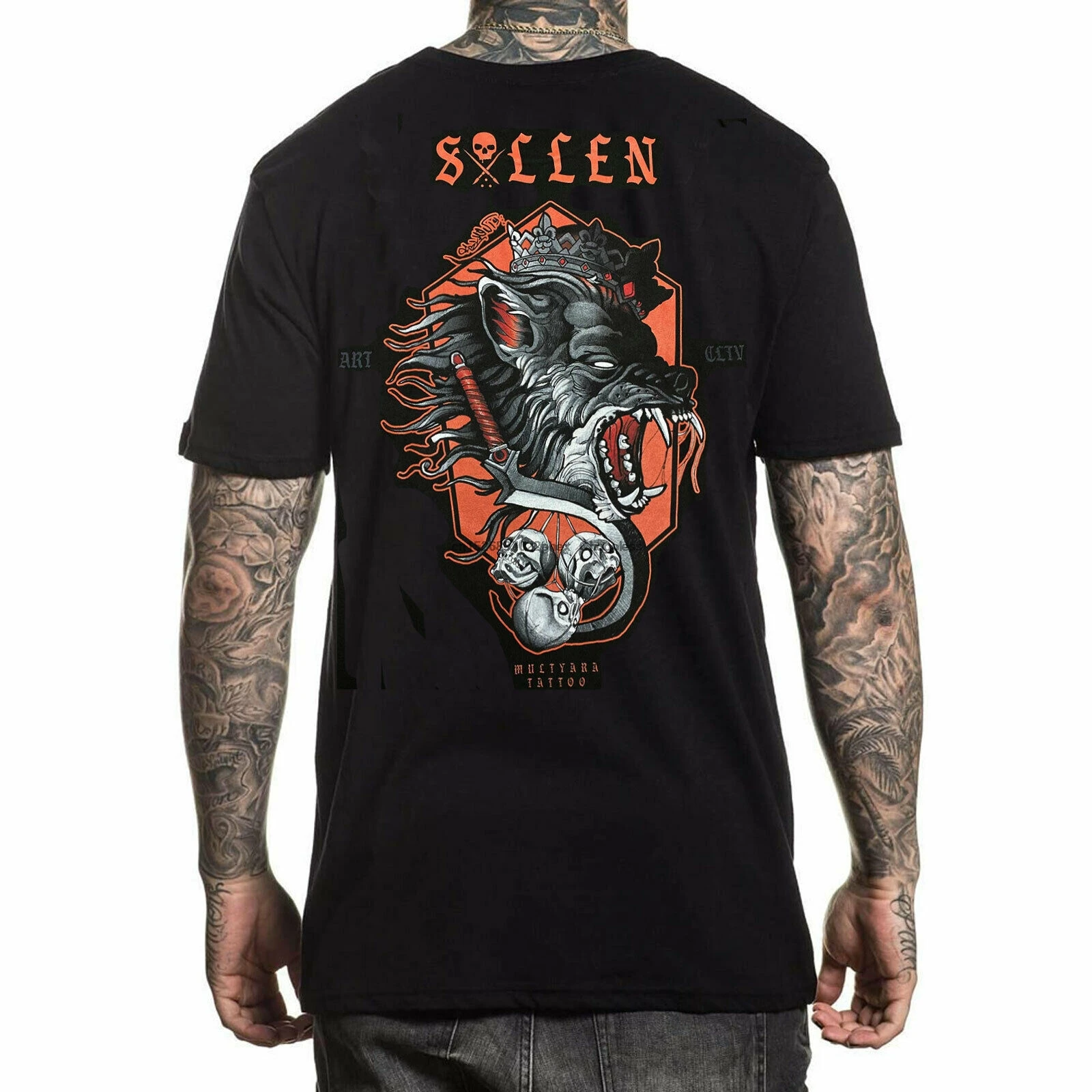 Мужская футболка Sullen Snarl с коротким рукавом черная одежда для Хэллоуина Appar |