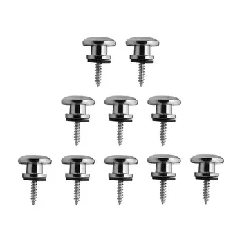 

10pcs Metal Strap Nails Chrome Guitar Strap Buttons Strap Locks Mushrooms Head End Pins Screws