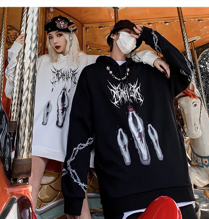 AELFRIC Забавный принт мужские толстовки с капюшоном Harajuku модные толстовки Осенние повседневные хлопковые хип-хоп мужские пуловеры уличная одежда