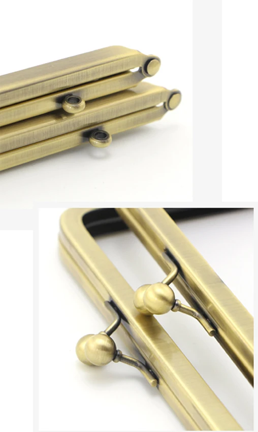 19cm Rectangle Bag Purse Frame Screw DIY Accessories High Quality Bag Hardware Metal Ball Clasp Brass Bag Hook Hanger KZ151327#C