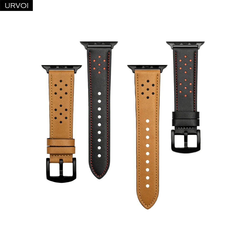Ремешок URVOI для Apple Watch series 6 5 4 3 2 1 SE ремешок из натуральной кожи с цветком сливы iWatch