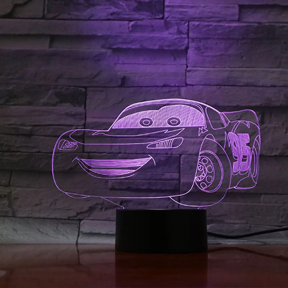 Disney мультфильм 3D СВЕТОДИОДНЫЙ Ночник светильник для детей тачки 3 Ramonp ning McQueen