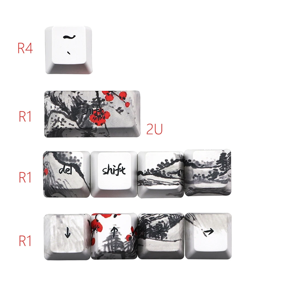 Flor de Ameixa Keycap para Gh60 Novidade Allover Tintura Subbed Chave Oem Perfil Rk61 Alt61 Anne Pro2 Gk61 Gk64 Dz60 Keycaps 71 - Imagem 3