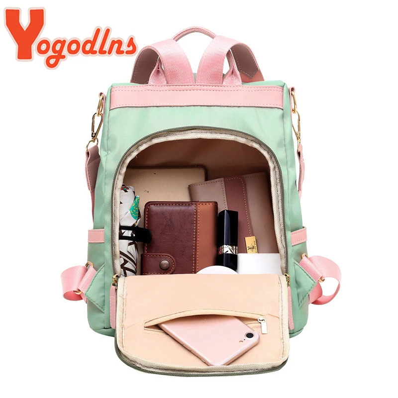 Yogodlns Fashion Backpack Women Travel Casual School Bag For Teenage Girl Female Oxford Cloth Rucksack Knapsack