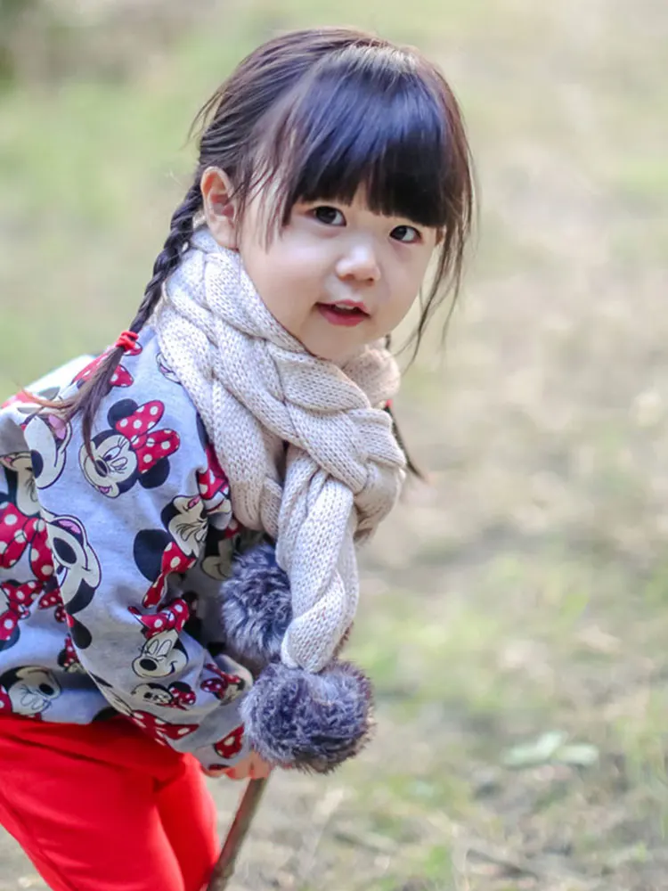 

TOU-- Baby Girl Scarf Winter Warm Scarf Child Gift For Christmas Twist Warm Scarf