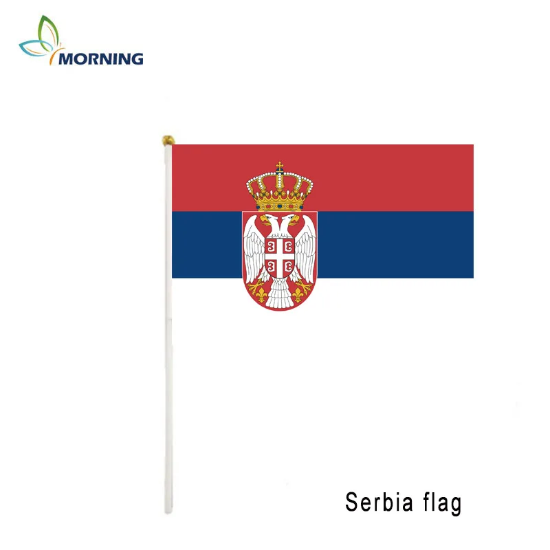 Morning 10 шт маленький 14*21 см сербийский ручной флажок с полюсом | Дом и сад