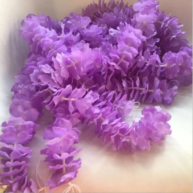 White Artificial Orchid Wisteria Vine Flower 2 Meter Long Silk Wreaths For Wedding Backdrop Decoration Shooting Props 30pcs/lot