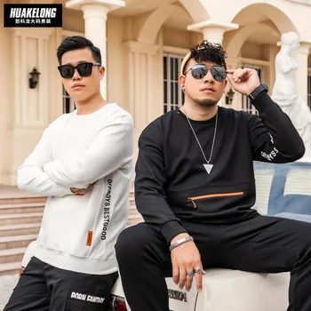 

Big Size Men's Wear 2020 Pack Trend Letter Printing Bump Salad Chain Leisure Men Sweater Width