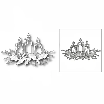 

New Christmas Short Candle Holly Leaves 2020 Metal Cutting Dies for Scrapbooking Decor and Card Making Embossing Craft No Stamps